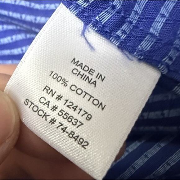 JOHNSTON & MURPHY Men’s Blue Button Down Oxford Shirt Flip Cuff Size Large - Picture 7 of 12